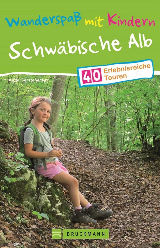 Titel des Wanderbuches "Wanderspaß mit Kindern Schwäbische Alb"
